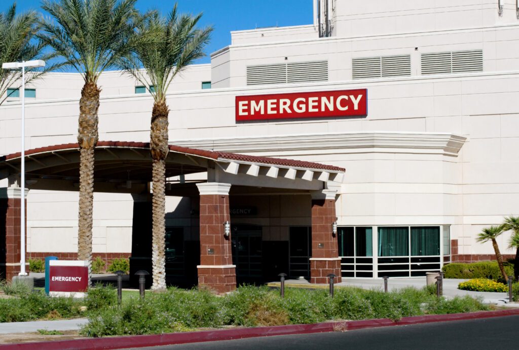 Entrance of a hospital emergency room