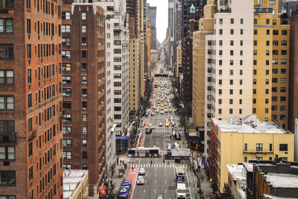 New York City (NYC) skyline and urban metro area.
